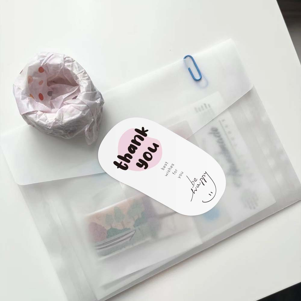 Sticker 100 tem Thank you màu sắc TE27 sticker nhãn dán cảm ơn trang trí chai đồ uống, quà tặng handmade bao bì