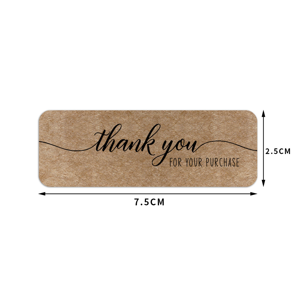 Cuộn 120 tem dán Thank you màu kraft chữ nhật TE29 sticker decan cảm ơn trang trí bao bì quà tặng