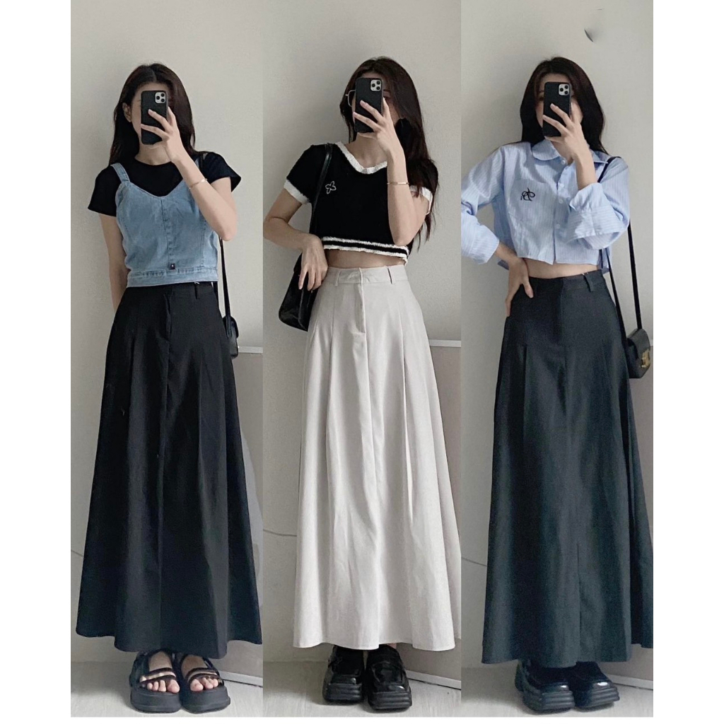 Chân váy chữ a dài Ellyz , chân váy chữ a kiểu dáng hàn quốc dáng dài Cv6906/p6k3
