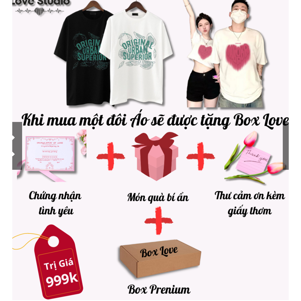 Áo Thun Đôi Nam Nữ Sơn Trái Tim Cotton Unisex Và Áo Croptop Baby NakaShop