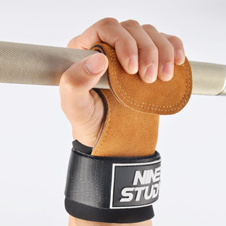 Găng Tay Tập GYM Hở Mu Bàn Tay Lifting Grips NINE STUDY - Dây Kéo Lưng-Lifting Grips