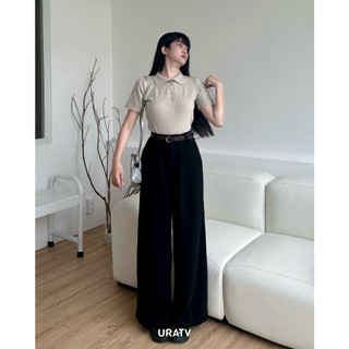 Quần tây suông dài ống rộng đen basic Freesize eo < 69cm