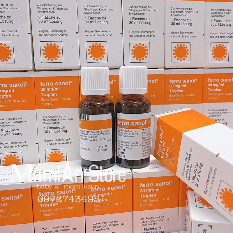 Sắt nhỏ giọt hữu cơ Ferro sanol Đức 30ml (bill air)