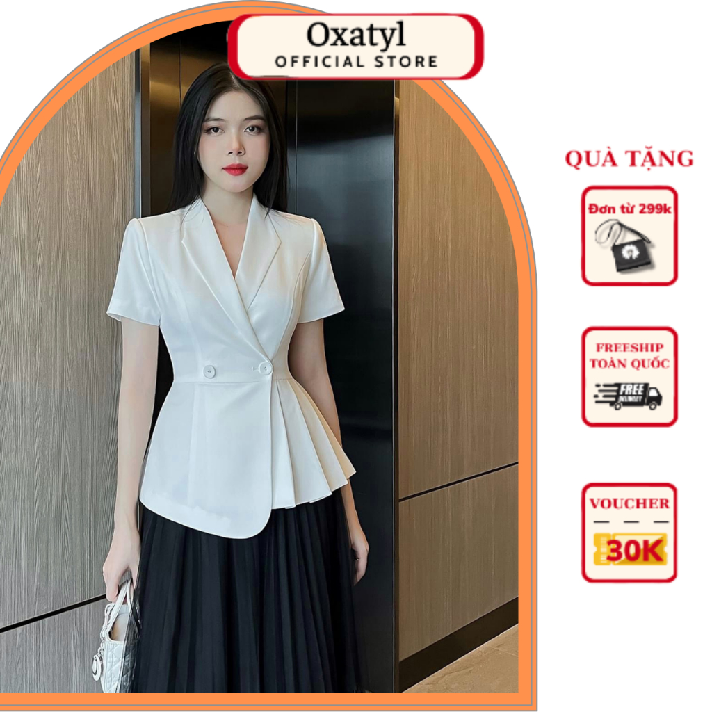 Áo vest blazer tay cộc oxatyl M38 Áo kiểu công sở cao cấp 2023 | BigBuy360 - bigbuy360.vn