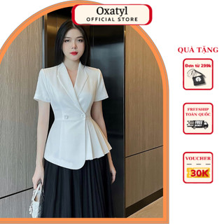 Áo vest blazer tay cộc fom dấu bụng oxatyl M38 kiểu Peplum công sở cao cấp 2023