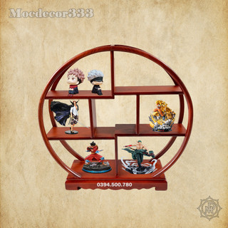Kệ gỗ mini nhiều ngăn bày đồ trang trí phòng khách gỗ Gõ cao 42 ngang 42