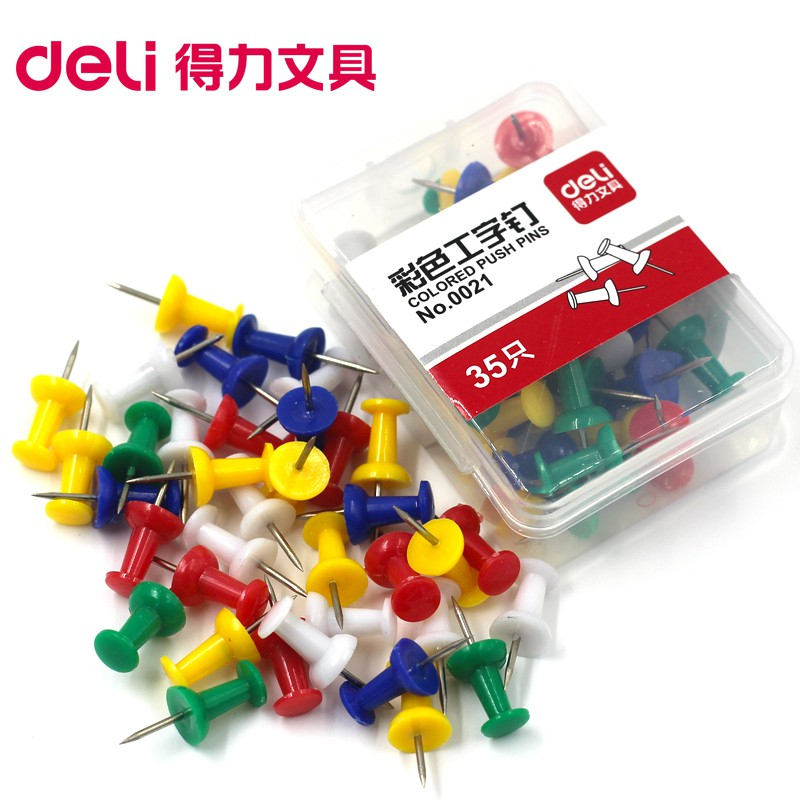 Đinh Dù Nhựa Ghim Bảng Nỉ DELI 0021 - Ghim Mũ Nhựa Màu DELI 0021