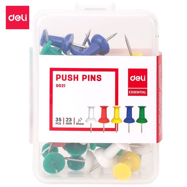 Đinh Dù Nhựa Ghim Bảng Nỉ DELI 0021 - Ghim Mũ Nhựa Màu DELI 0021