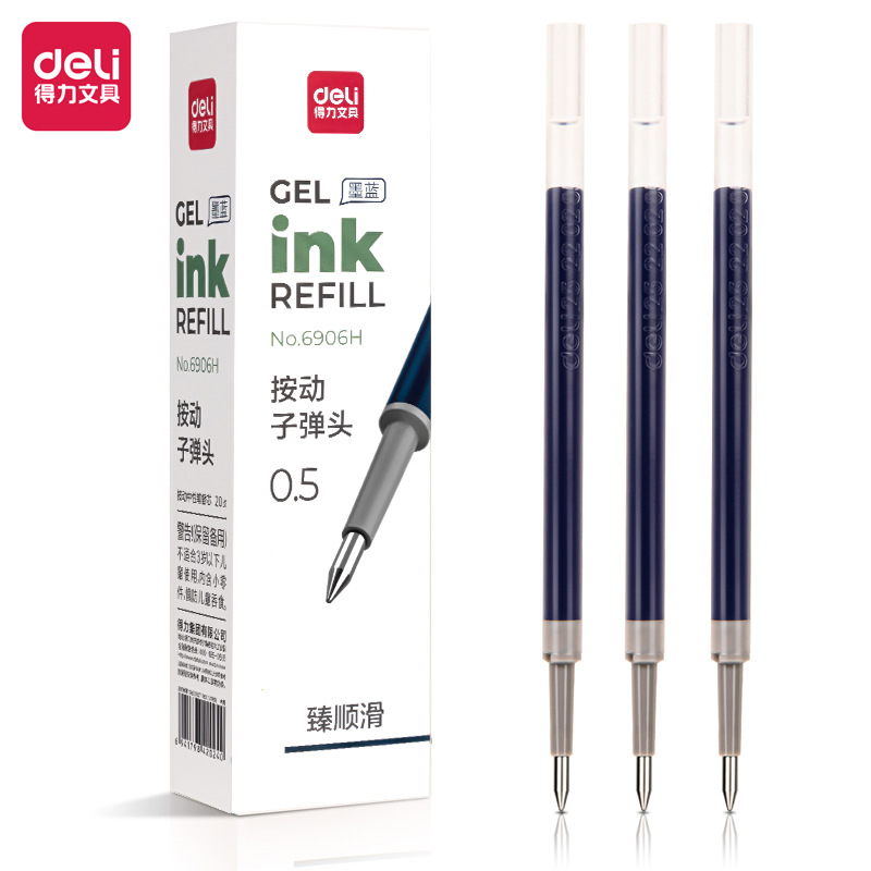 Ruột bút gel Deli cao cấp 6906H ngòi 0,5mm dùng thay cho bút A575, S60, S101