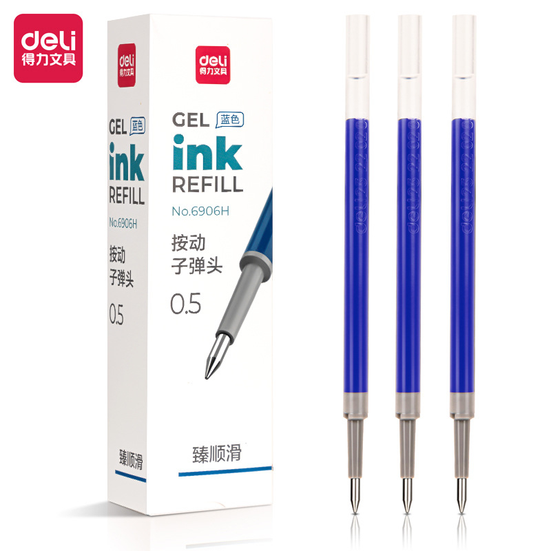 Ruột bút gel Deli cao cấp 6906H ngòi 0,5mm dùng thay cho bút A575, S60, S101