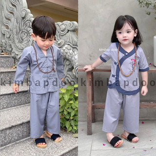 Đồ Lam đi Chùa cho bé, Set đồ đôi đi Chùa cho bé gái bé trai, Set anh em, Đồ đi Chùa cho bé