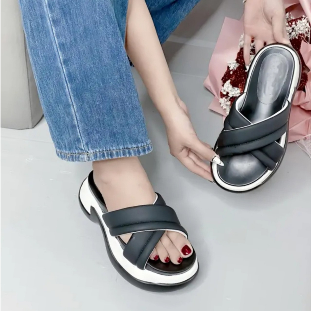 Dép nữ quai chéo siêu mềm.đế xịn cao 7cm mẫu hottrend
