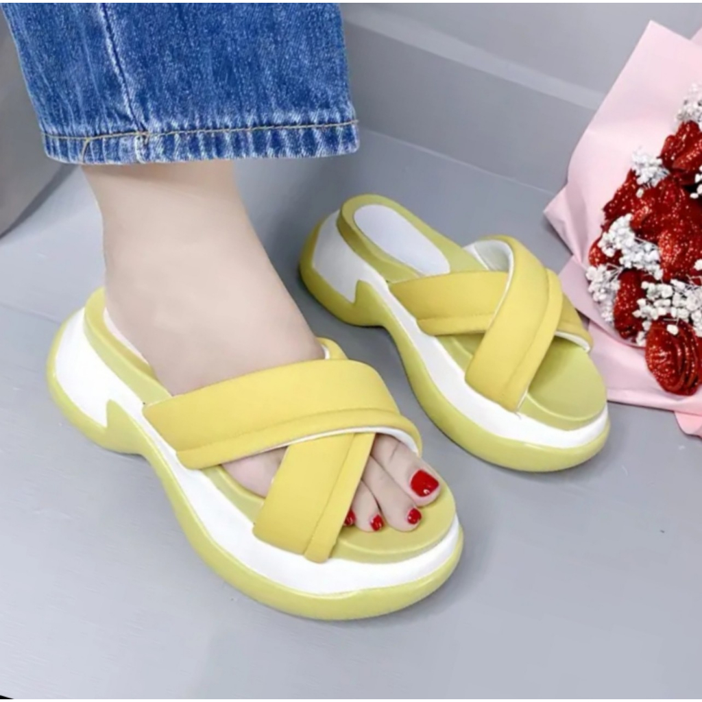 Dép nữ quai chéo siêu mềm.đế xịn cao 7cm mẫu hottrend