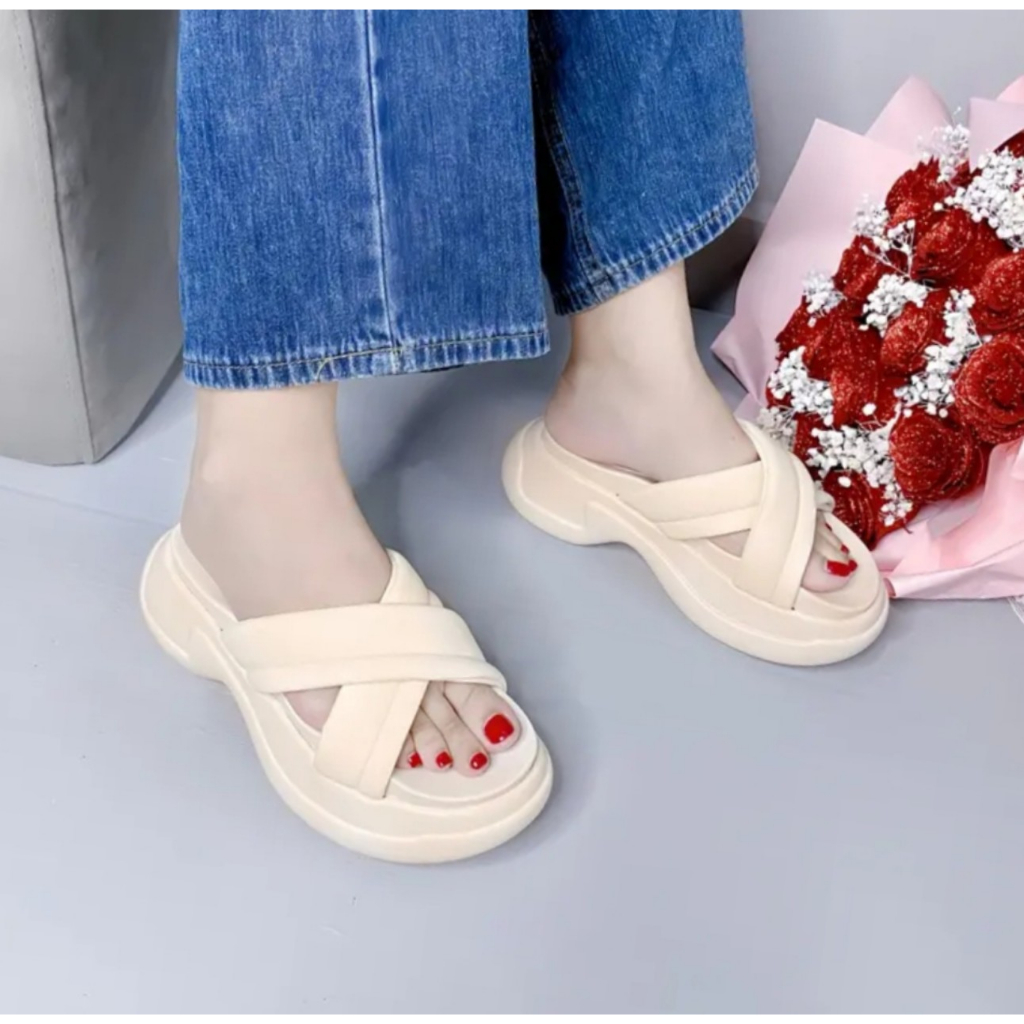Dép nữ quai chéo siêu mềm.đế xịn cao 7cm mẫu hottrend