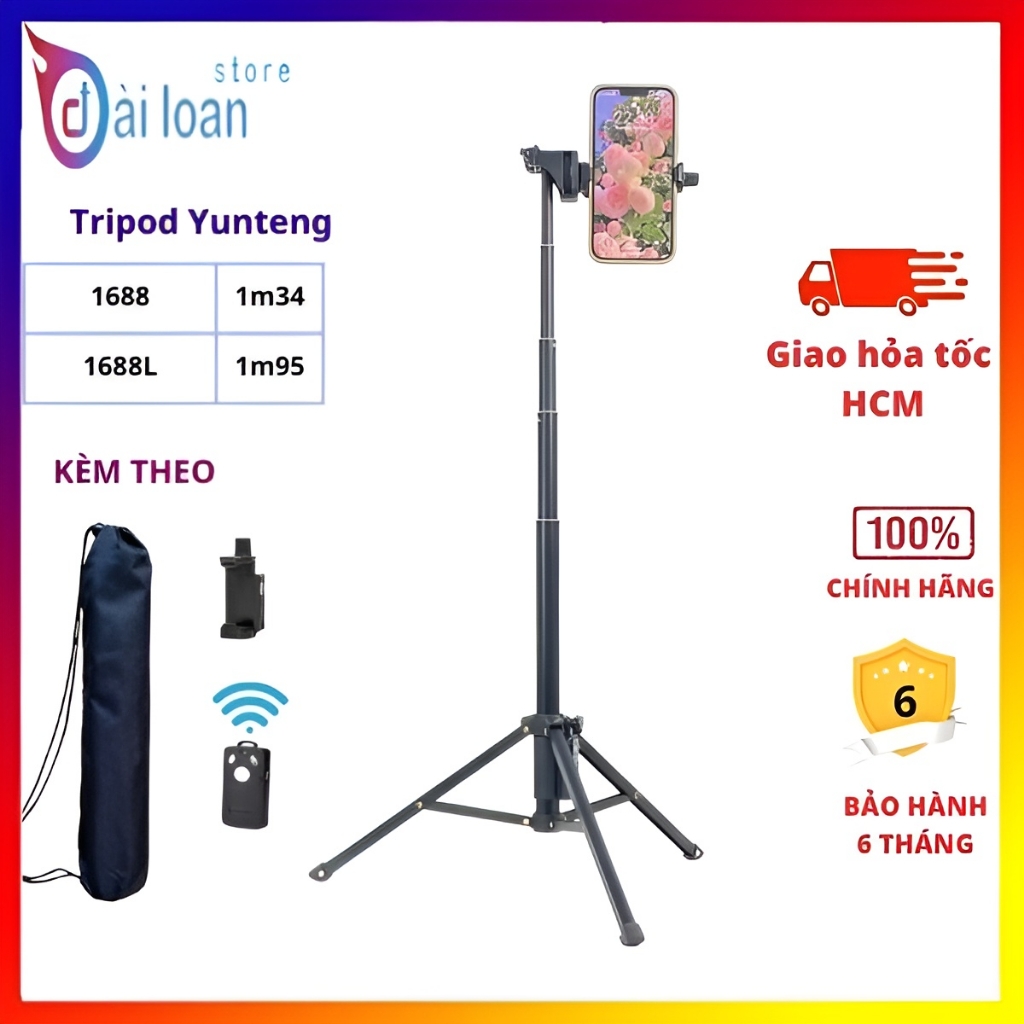 Gậy chụp ảnh tự sướng kiêm chân đế tripod Yunteng VCT 1688 có remote - Hỗ trợ chụp ảnh, quay phim, quay video hiệu quả