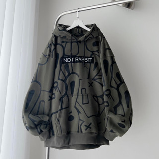 Áo hooodie not rabbit in hình form rộng unisex nam nữ phong cách cá tính, năng động, áo nỉ có mũ mùa đông cao cấp  hot