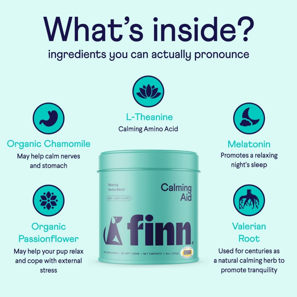 Viên Bổ Nhai Mềm Giảm Căng Thẳng Cho Chó, Finn Calming Aid, Hỗ Trợ Thư Giãn, Ngủ Ngon, Giảm Stress