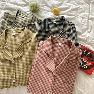 BN3_Bộ ngủ pijama, bộ mặc nhà dài tay kẻ caro cotton dành cho nữ | Hàng quảng châu cao cấp