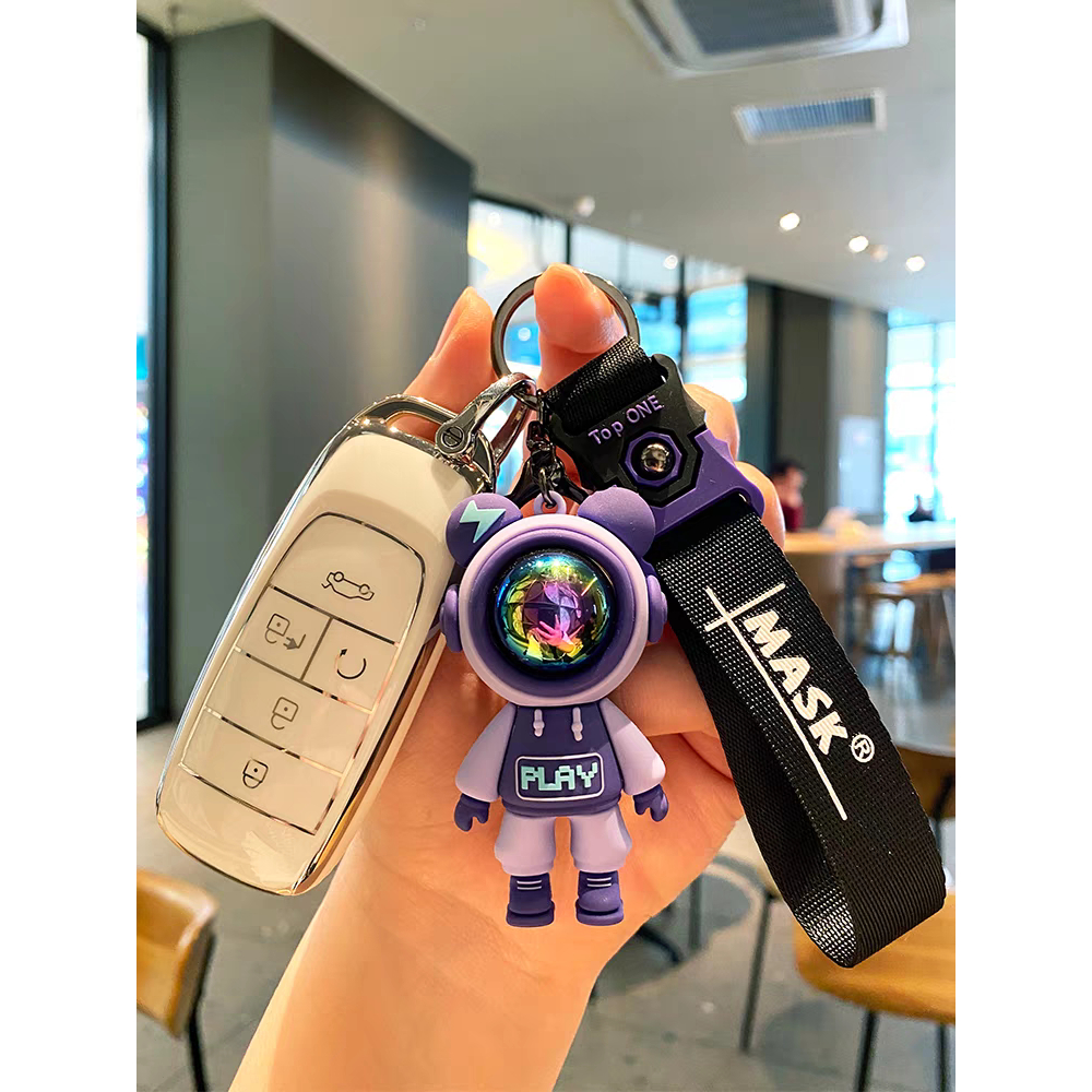 Móc khóa silicon cao cấp phi hành gia loại to, móc khóa hoạt hình gấu cute dễ thương