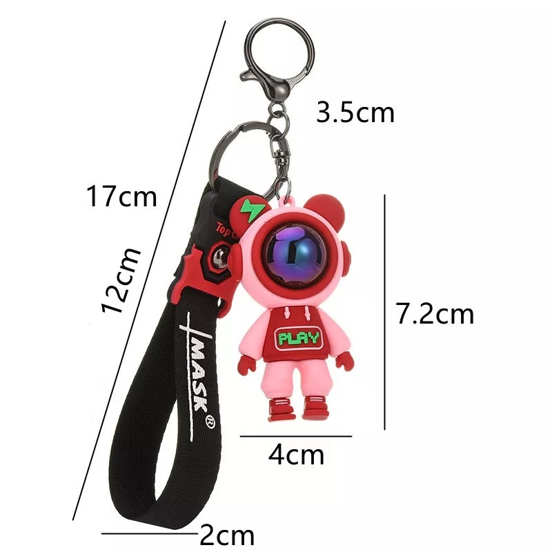 Móc khóa silicon cao cấp phi hành gia loại to, móc khóa hoạt hình gấu cute dễ thương