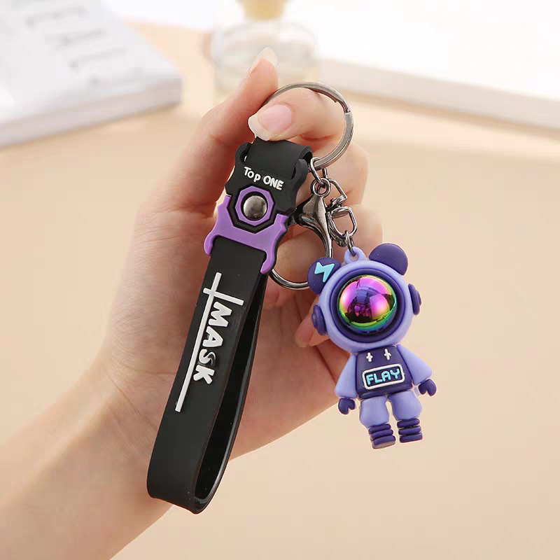 Móc khóa silicon cao cấp phi hành gia loại to, móc khóa hoạt hình gấu cute dễ thương