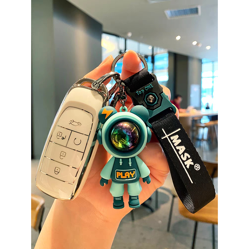 Móc khóa silicon cao cấp phi hành gia loại to, móc khóa hoạt hình gấu cute dễ thương
