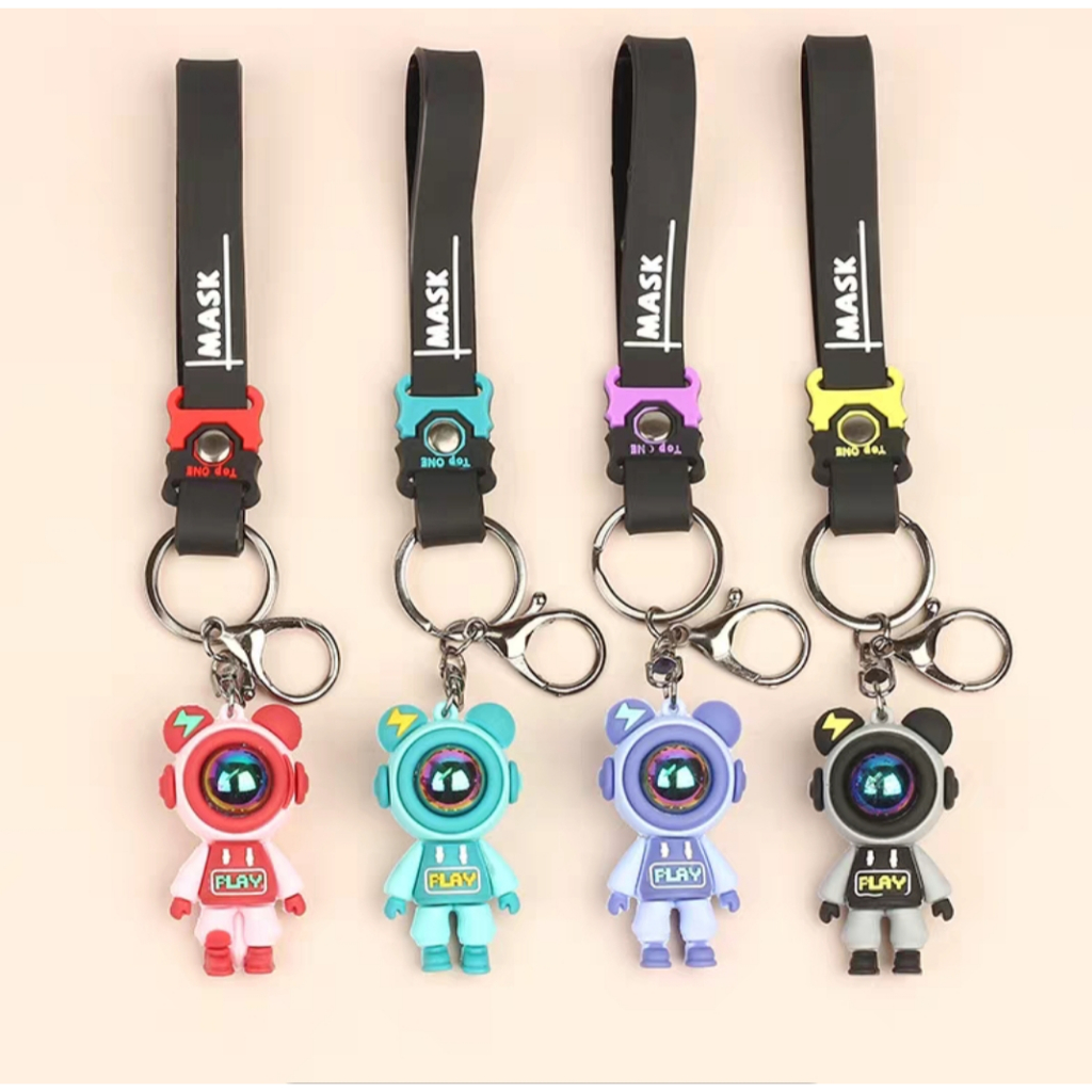 Móc khóa silicon cao cấp phi hành gia loại to, móc khóa hoạt hình gấu cute dễ thương