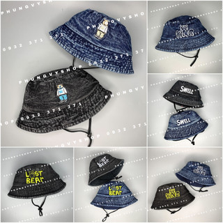 Bé Mũ denim bucket tai bèo vành trai gái trẻ em phungvyshop nón BO trug JEAN THÊU CÁC LOẠI