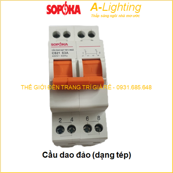 Cầu dao đảo chiều dạng tép MCB Aptomat gắn thanh ray tủ điện Sopoka CS-2P40A CS-2P63A 40A 63A - A-LIGHTING