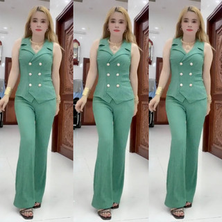 BỘ CỔ VÉT SÁT NÁCH QUẦN LOE VẢI SỐP NHẬT KO NHĂN