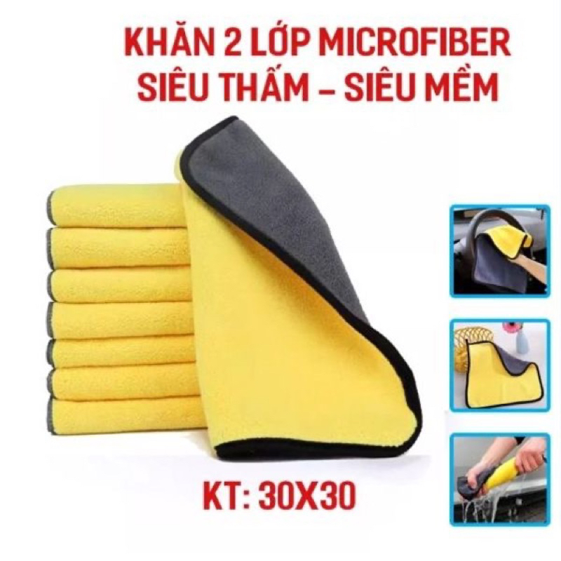 Khăn Lau xe Đa Năng Microfiber 30x30  Khăn Lau Xe 3M siêu thấm hút lau xe cực xịn 🦖✌🏻