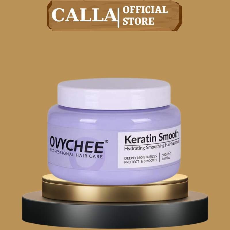 Kem Hấp Ủ Tóc KERATIN OVYCHEE 500ML Dưỡng Tóc Mượt Chăm Sóc Tóc Khô Xơ Uốn Nhuộm Phục Hồi Tóc Hư Tổn Siêu Mềm Mượt