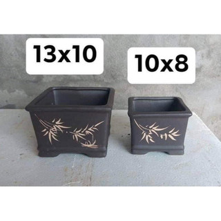 Chậu vuông mini gốm bát tràng đất nung màu nâu và đỏ
