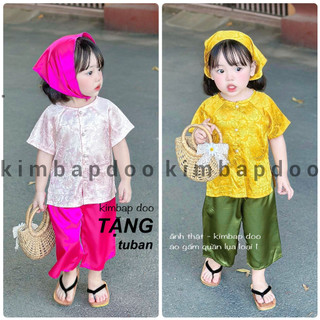  7-35kg - Bà ba cho bé gái bộ bà ba cho bé gái chơi Trung Thu Lễ Tết  TẶNG TUBAN - khăn bé mẫu đội  