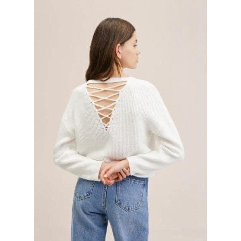 Áo len mango màu xanh newtag