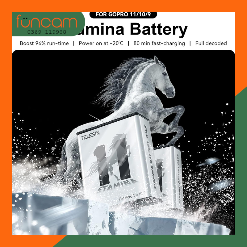 BỘ SẠC 3 + 2 PIN CHO GOPRO 9/10 BLACK - CHÍNH HÃNG TELESIN