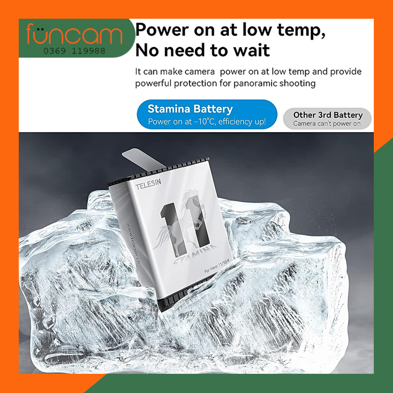 BỘ SẠC 3 + 2 PIN CHO GOPRO 9/10 BLACK - CHÍNH HÃNG TELESIN