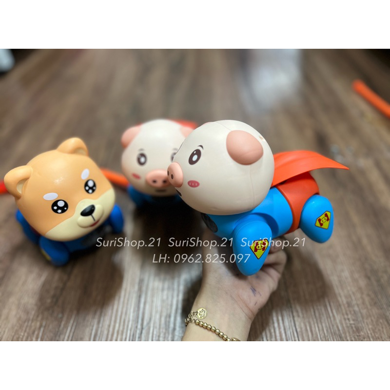 Lồng đèn heo siêu nhân, chó siêu nhân có nhạc và đèn cho bé, lồng đèn trung thu