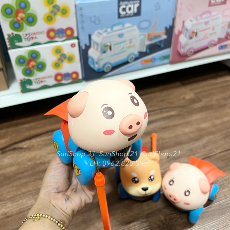 Lồng đèn heo siêu nhân, chó siêu nhân có nhạc và đèn cho bé, lồng đèn trung thu