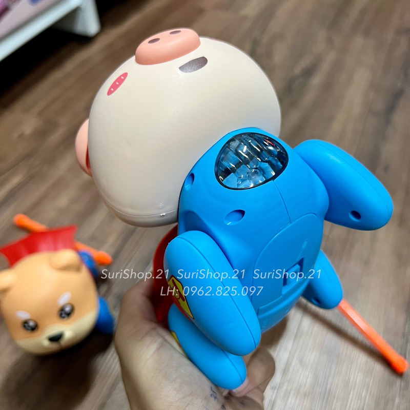 Lồng đèn heo siêu nhân, chó siêu nhân có nhạc và đèn cho bé, lồng đèn trung thu