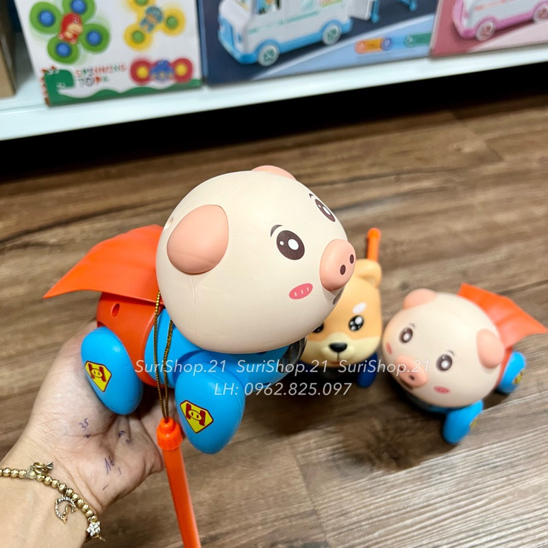 Lồng đèn heo siêu nhân, chó siêu nhân có nhạc và đèn cho bé, lồng đèn trung thu