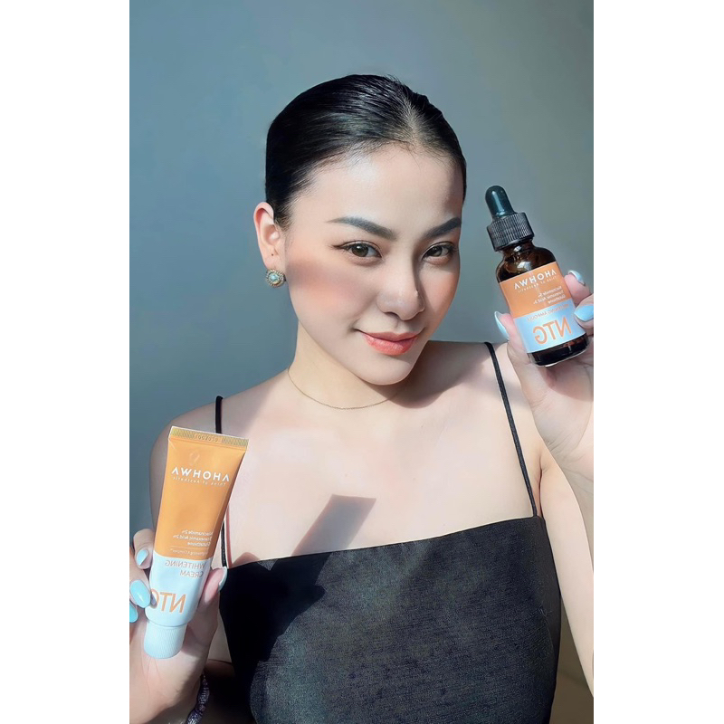 Bô đôi kem dưỡng và tinh chất  Sáng Da Ahohaw Whitening Ampoule NTG