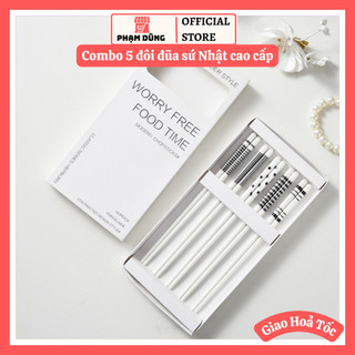 Đũa sứ Nhật cao cấp , bộ 5 đôi đũa sứ cao cấp
