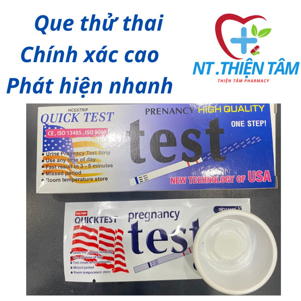 Que Thử Thai - Phát hiện thai sớm ( Que Quick Strip Lá Cờ )