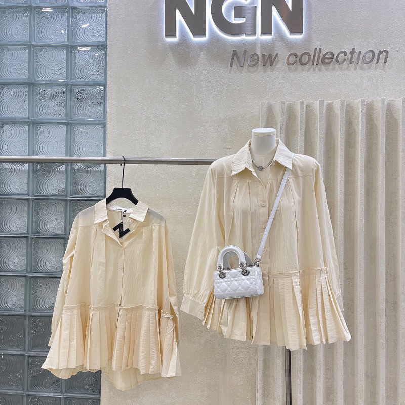 Váy Đầm Sơ Mi Dáng Babydoll Đuôi Xếp Li Yukochan Phong Cách Năng Động Trẻ Trung