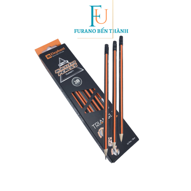 Hộp 12 Cây Bút Chì Gỗ Tam Giác 2B Elephant Premium Pencil