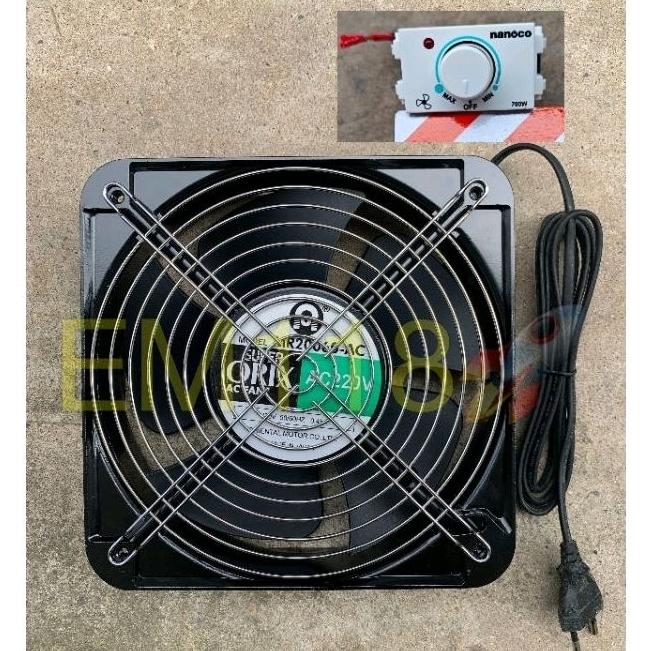 EM118 - Quạt 220V 20cm / 22cm , thông gió hút mùi tản nhiệt MR20060 AC - vuông 20*6cm / tròn 22*6cm 100W 220V