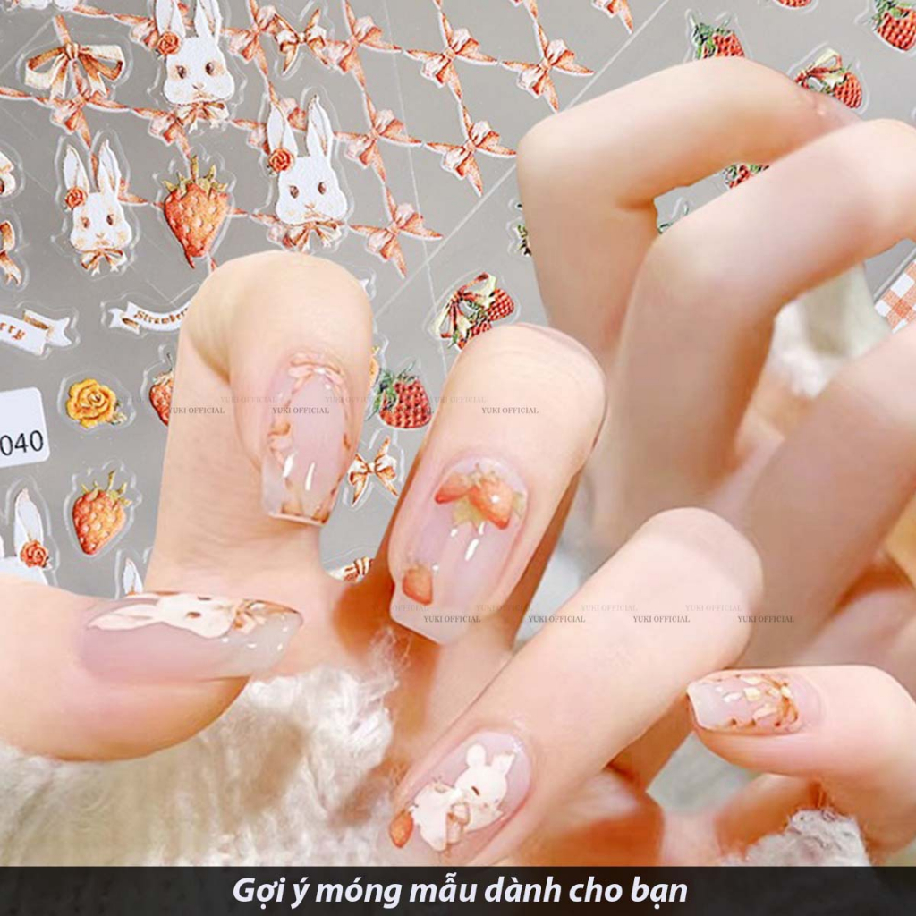 Sticker 5D-sticker nổi-sticker nổi trang trí móng nhiều hình siêu xinh