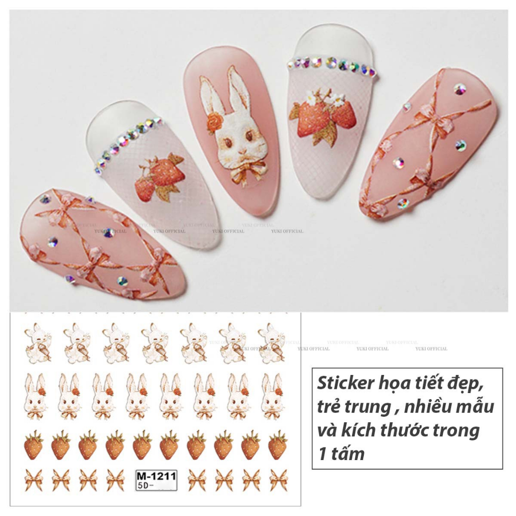 Sticker 5D-sticker nổi-sticker nổi trang trí móng nhiều hình siêu xinh