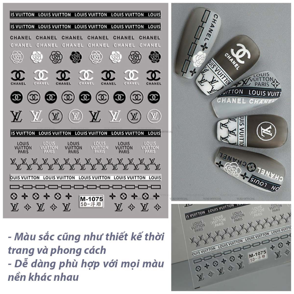 Sticker 5D-sticker nổi-sticker nổi trang trí móng nhiều hình siêu xinh